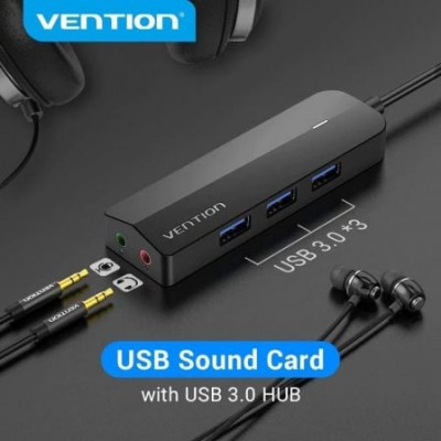 Hub USB 3.0 con Tarjeta de Sonido Vention CHIBB/ 3xUSB/ 1xMicroUSB PD