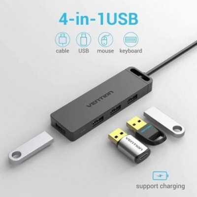 Hub USB 3.0 Vention CHLBF/ 4xUSB/ MicroUSB PD/ 1m