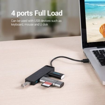 Hub USB 2.0 Vention CHMBB/ 4xUSB/ 15cm