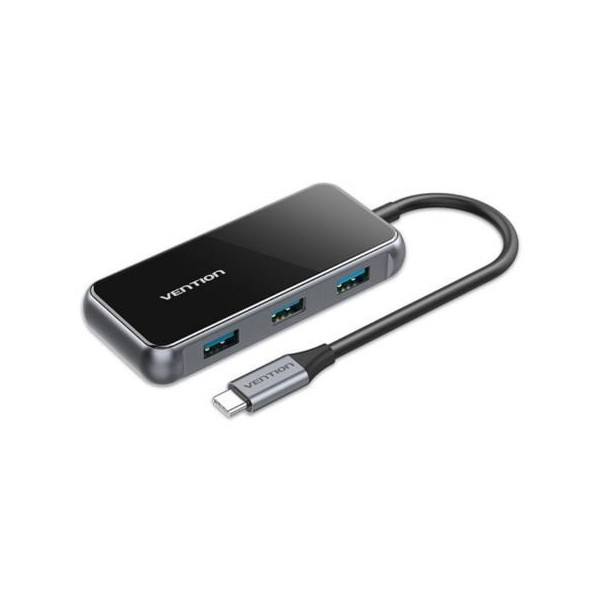 Hub USB Tipo-C Vention TFDHB/ 4xUSB/ 1xUSB Tipo-C PD/ Gris