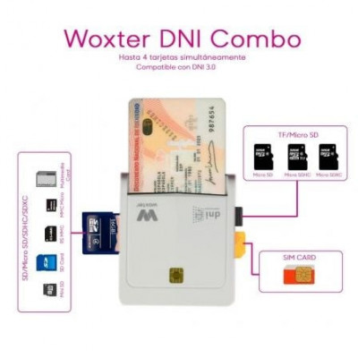 Lector de DNI y Tarjetas Woxter PE26-147/ Blanco/ USB 2.0