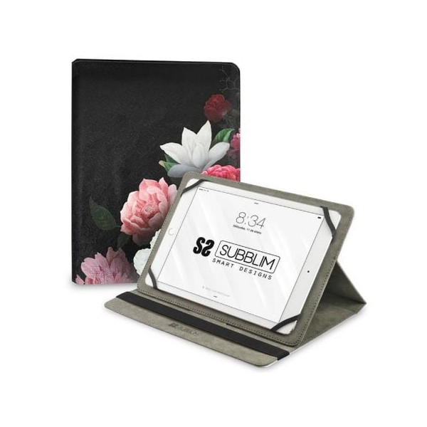 Funda Subblim Trendy Case Rosas para Tablet de 11"/ Negra