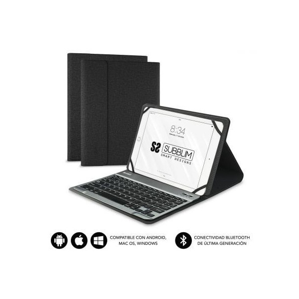 Funda con Teclado Subblim Keytab Pro Bluetooth para Tablets de 10.1"-10.8"/ Negra