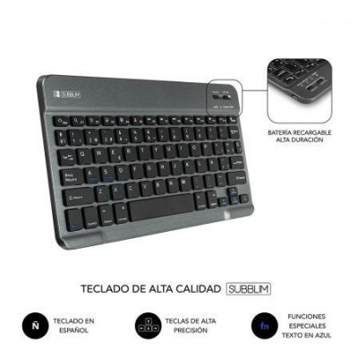 Funda con Teclado Subblim Keytab Pro Bluetooth para Tablets de 10.1"-10.8"/ Negra