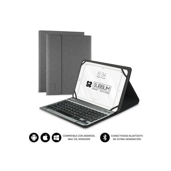 Funda con Teclado Subblim Keytab Pro Bluetooth para Tablets de 10.1"-10.8"/ Gris