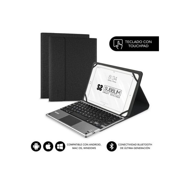 Funda con Teclado Subblim Keytab Pro Bluetooth Touchpad para Tablets de 10.1"-10.8"/ Negra