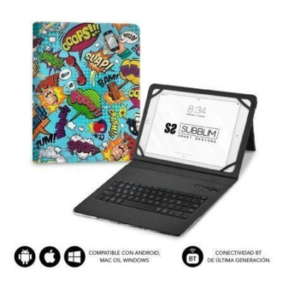 Funda con Teclado Subblim Keytab Pro Bluetooth para Tablets de 9"-11"/ Comic