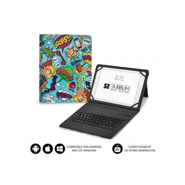 Funda con Teclado Subblim Keytab Pro Bluetooth para Tablets de 9"-11"/ Comic