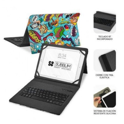 Funda con Teclado Subblim Keytab Pro Bluetooth para Tablets de 9"-11"/ Comic