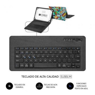 Funda con Teclado Subblim Keytab Pro Bluetooth para Tablets de 9"-11"/ Comic