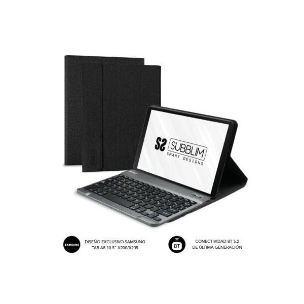 Funda con Teclado Subblim KeyTab Pro BT para Tablets Samsung Galaxy A8 X200/205/ Negra