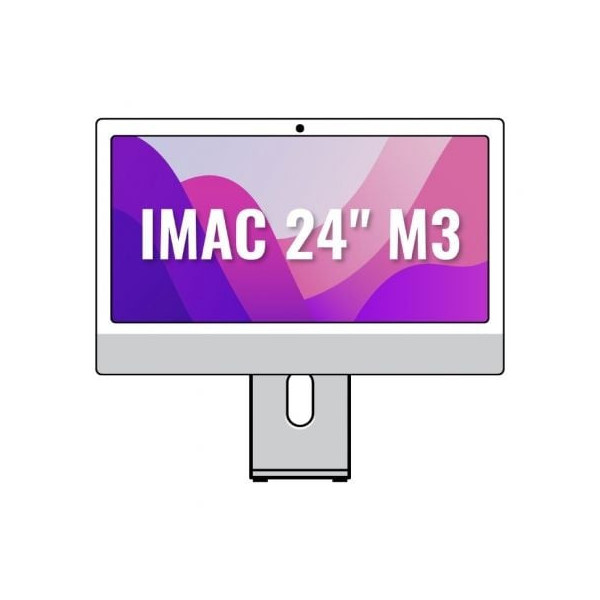 Apple iMac 24" Retina 4,5K / M3 8-Core CPU/ 8Gb/ 256Gb SSD/ 8-Core GPU/ Plata