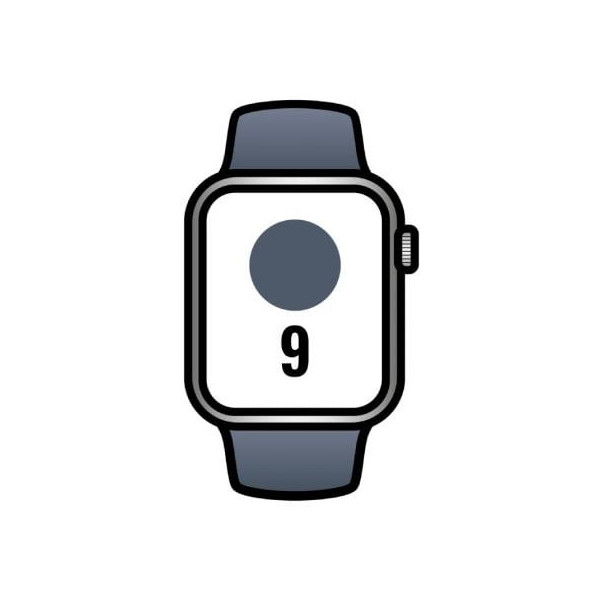 Apple Watch Series 9/ GPS/ 41mm/ Caja de Aluminio Plata/ Correa Deportiva Azul Tempestad M/L