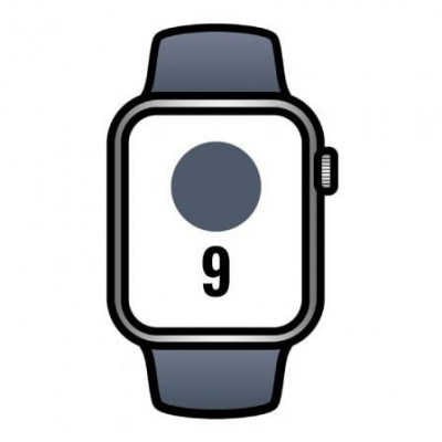 Apple Watch Series 9/ GPS/ 45mm/ Cellular/ Caja de Aluminio Plata/ Correa Deportiva Azul Tempestad S/M