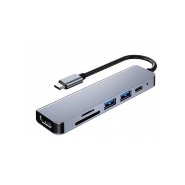 Docking USB Tipo-C 3GO HUB3UCRH4K/ 3xUSB/ 1xUSB Tipo-C/ 1xHDMI/ 1xLector tarjetas/ Gris