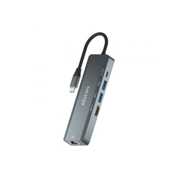 Docking USB Tipo-C Aisens ASUC-5P011-GR/ 1xHDMI/ 2xUSB/ 1xRJ45/ 1xUSB Tipo-C/ 1xUSB Tipo-C PD/ Gris