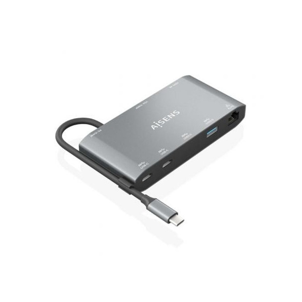 Docking USB Tipo-C Aisens ASUC-8P010-GR/ 1xHDMI/ 1xVGA/ 2xUSB/ 1xRJ45/ 2xUSB Tipo-C/ 1xUSB Tipo-C PD/ Gris