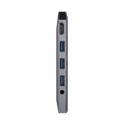 Docking USB Tipo-C Aisens ASUC-9P001-GR/ 1xHDMI/ 3xUSB/ 1xRJ45/ 1xAudio/ 1xLector Tarjetas / 1xUSB Tipo-C PD/ Gris