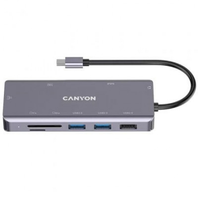 Docking USB Tipo-C Canyon CNS-TDS11/ 1xHDMI/ 3xUSB/ 1xRJ45/ 1xAudio/ 1xUSB Tipo-C PD/ 1xLector Tarjetas/ Gris Oscuro