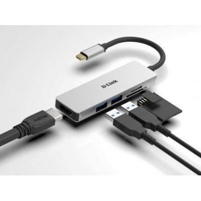 Docking USB Tipo-C D-Link DUB-M530/ 2xUSB/ 1xHDMI/ 1xLector Tarjetas SD/ Gris