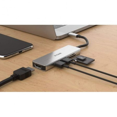 Docking USB Tipo-C D-Link DUB-M530/ 2xUSB/ 1xHDMI/ 1xLector Tarjetas SD/ Gris