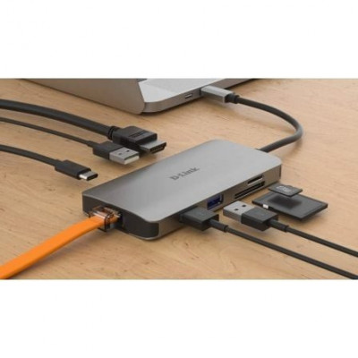 Docking USB Tipo-C D-Link DUB-M810/ 3xUSB/ 1xUSB Tipo-C/ 1xThunderbolt/ 1xHDMI/ 1xRJ45/ 1xLector tarjetas/ Gris