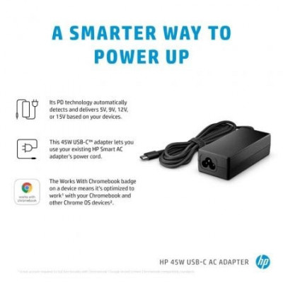 Cargador de Portátil HP AC Adapter USB-C/ 45W/ Automático/ Voltaje 15V