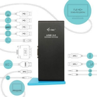 Docking USB 3.0 I-Tec U3HDMIDVIDOCK/ 6xUSB/ 1xUSB Tipo-B/ 1xRJ45/ 1xHDMI/ 1xDVI/ 2xAudio