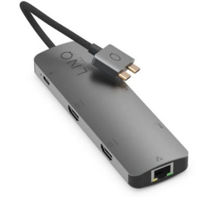 Docking USB Tipo-C Dual Linq LQ48011/ 1xUSB Tipo-C/ 2xUSB/ 2xHDMI 4K/ 1xRJ45/ 1xUSB Tipo-C PD/ Gris/ Compatible con MacBook M1/M