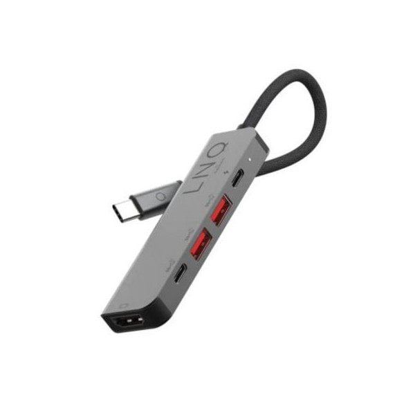 Docking USB Tipo-C Linq LQ48014/ 1xUSB Tipo-C/ 2xUSB/ 1xHDMI 4K/ 1xUSB Tipo-C PD/ Gris