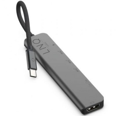 Docking USB Tipo-C Linq LQ48016/ 1xUSB Tipo-C/ 2xUSB/ 1xHDMI 4K/ 1xLector de Tarjeta SD y Micro/ 1xUSB Tipo-C PD/ Gris