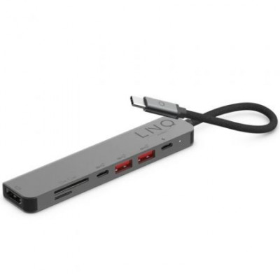 Docking USB Tipo-C Linq LQ48016/ 1xUSB Tipo-C/ 2xUSB/ 1xHDMI 4K/ 1xLector de Tarjeta SD y Micro/ 1xUSB Tipo-C PD/ Gris