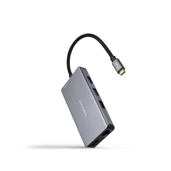 Docking Tipo-C Nanocable 10.16.1009/ 3xUSB/ 2xHDMI 4K/ 1xRJ45/ 1xLector tarjetas/ 1xUSB Tipo-C PD/ Gris