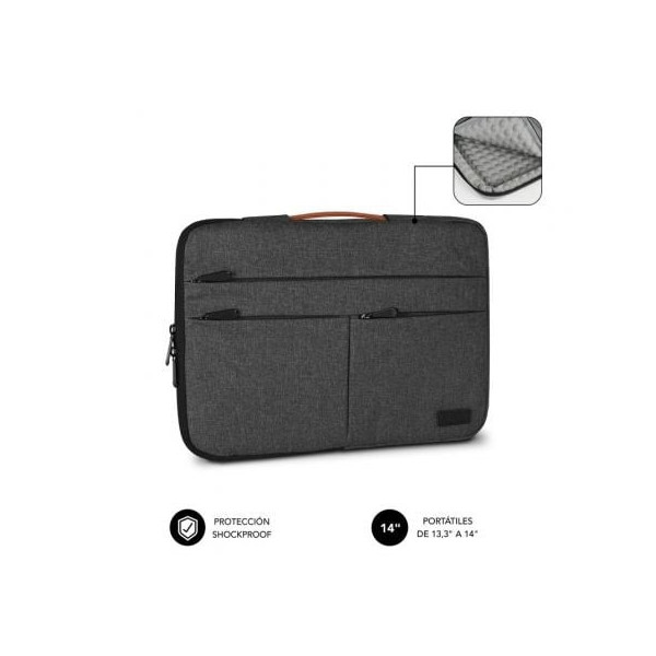 Funda Subblim Air Padding 360 Sleeve para Portátiles hasta 14"/ Gris Oscuro