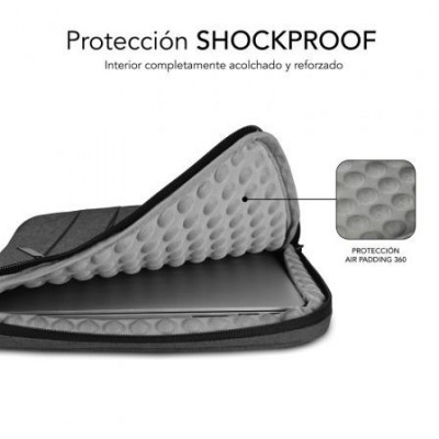 Funda Subblim Air Padding 360 Sleeve para Portátiles hasta 14"/ Gris Oscuro