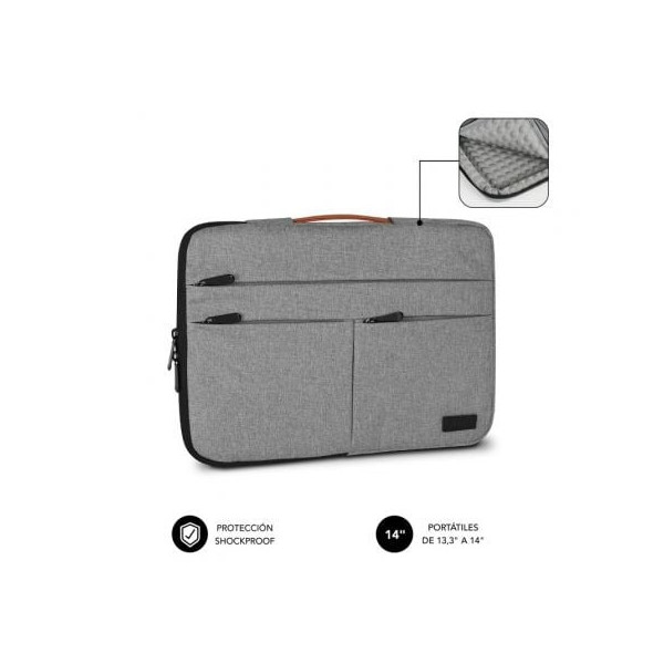 Funda Subblim Air Padding 360 Sleeve para Portátiles hasta 14"/ Gris Claro