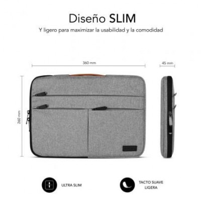 Funda Subblim Air Padding 360 Sleeve para Portátiles hasta 14"/ Gris Claro