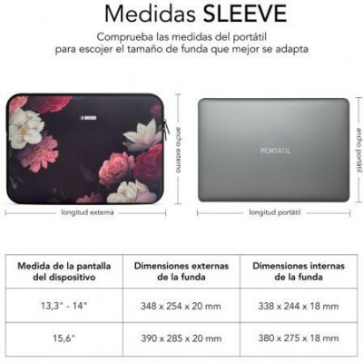 Funda Subblim Trendy Sleeve Neo Flowers para Portátiles hasta 15.6"