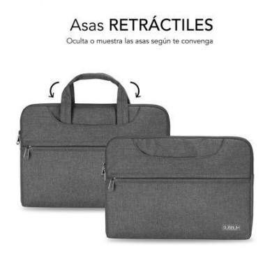 Maletín Subblim Business Laptop Sleeve para Portátiles hasta 15.6"/ Cinta para Trolley/ Gris