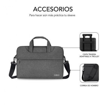 Maletín Subblim Business Laptop Sleeve para Portátiles hasta 15.6"/ Cinta para Trolley/ Gris