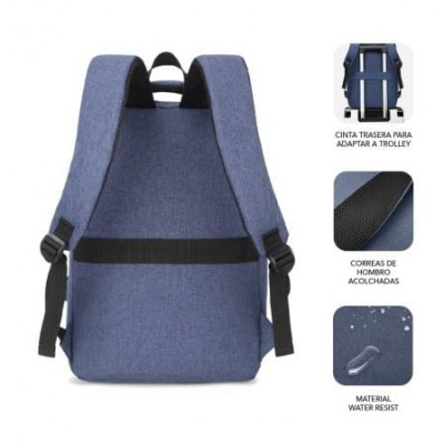 Mochila Subblim City Backpack para Portátiles hasta 15.6"/ Puerto USB/ Azul