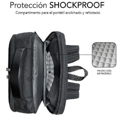 Mochila Subblim Business V2 AP Backpack para Portátiles hasta 15.6"/ Puerto USB/ Negra