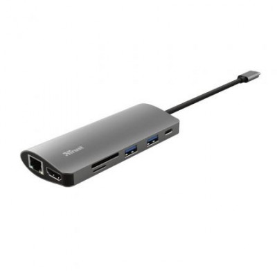 Docking USB Tipo-C Trust Dalyx/ 2xUSB/ 1xUSB Tipo-C PD/ 1xHDMI/ 1xRJ45/ 1xLector Tarjetas SD y MicroSD/ Gris