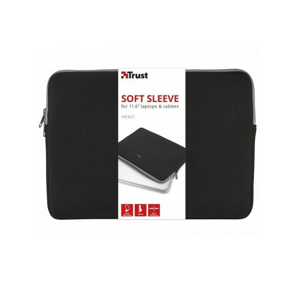 Funda Trust Primo Soft Sleeve para Portátiles/ Tablets hasta 11.6"/ Negra