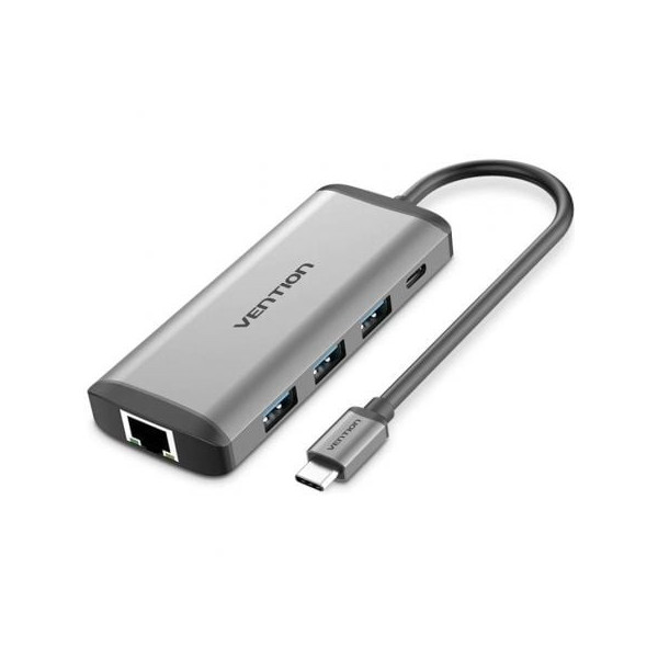 Docking USB Tipo-C Vention CNDHB/ 1xHDMI/ 3xUSB/ 1xUSB Tipo-C PD/ 1xRJ45/ 1xLector tarjetas/ Gris