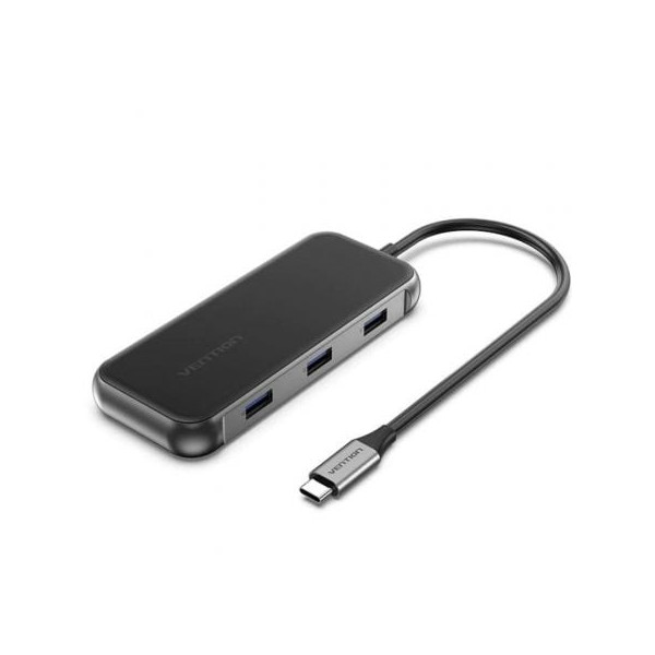 Docking USB Tipo-C Vention TFKHB/ 1xHDMI 4K/ 3xUSB/ 1xRJ45/ 1xVGA/ 1xUSB Tipo-C PD/ Gris