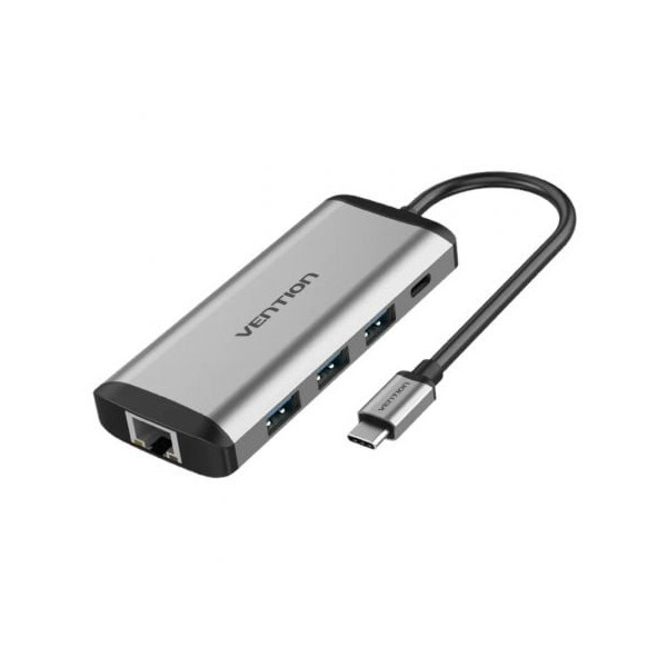 Docking USB Tipo-C Vention THAHB/ 1xHDMI/ 3xUSB/ 1xUSB Tipo-C PD/ 1xRJ45/ 1xLector tarjetas/ 1xAudio/ Gris