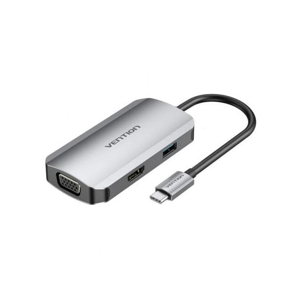 Docking USB Tipo-C Vention TOAHB/ 1xHDMI/ 1xVGA/ 1xUSB/ 1xUSB Tipo-C PD/ Gris