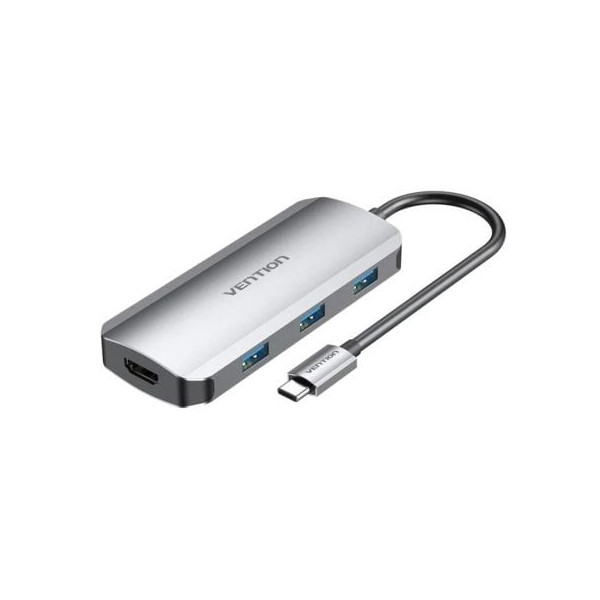 Docking USB Tipo-C Vention TODHB/ 1xHDMI/ 3xUSB/ 1xUSB Tipo-C PD/ Gris