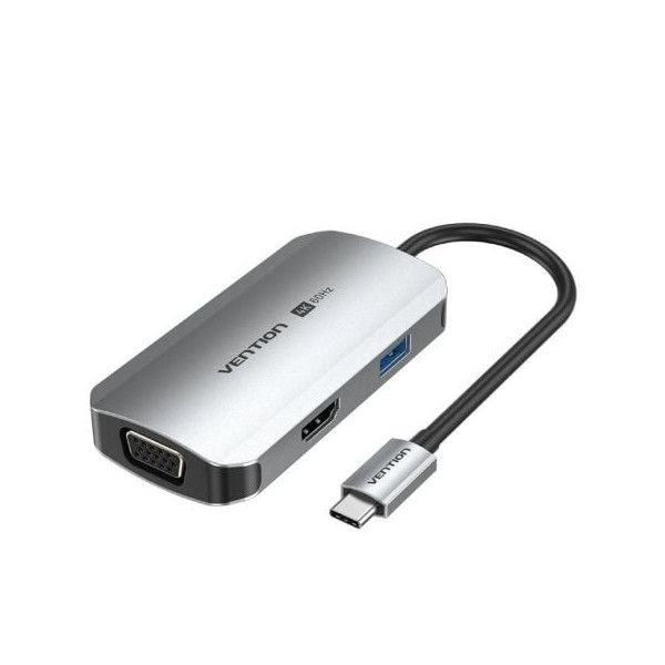 Docking USB Tipo-C Vention TQAHB/ 1xHDMI/ 1xUSB/ 1xVGA/ 1xUSB Tipo-C PD/ Gris